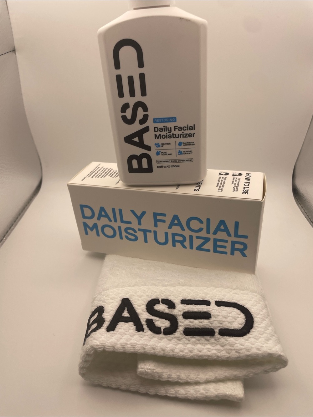 Based Restoring Daily Facial Moisturizer and face towel Bundle- White